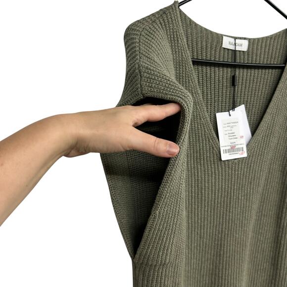 Naadam Army Cotton Cashmere Tunic Dress L Quiet Lux Minimalist Modern Vintage - Picture 2 of 10